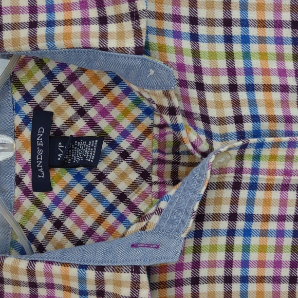 Women's Petite Multi Color Gingham Plaid LS BD Cotton Flannel Shirt - Picture 7 of 12